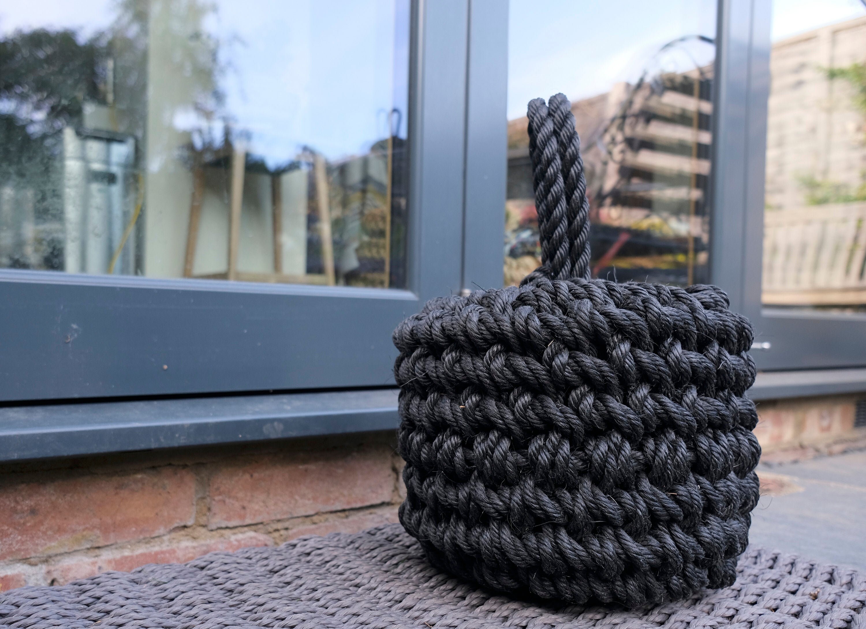 Charcoal Grey Heavy Buoy Rope Door Stop Etsy UK
