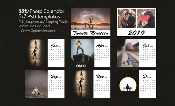 5x7 photo calendar template 2019 3 psd templates photoshop etsy photoshop schedule template