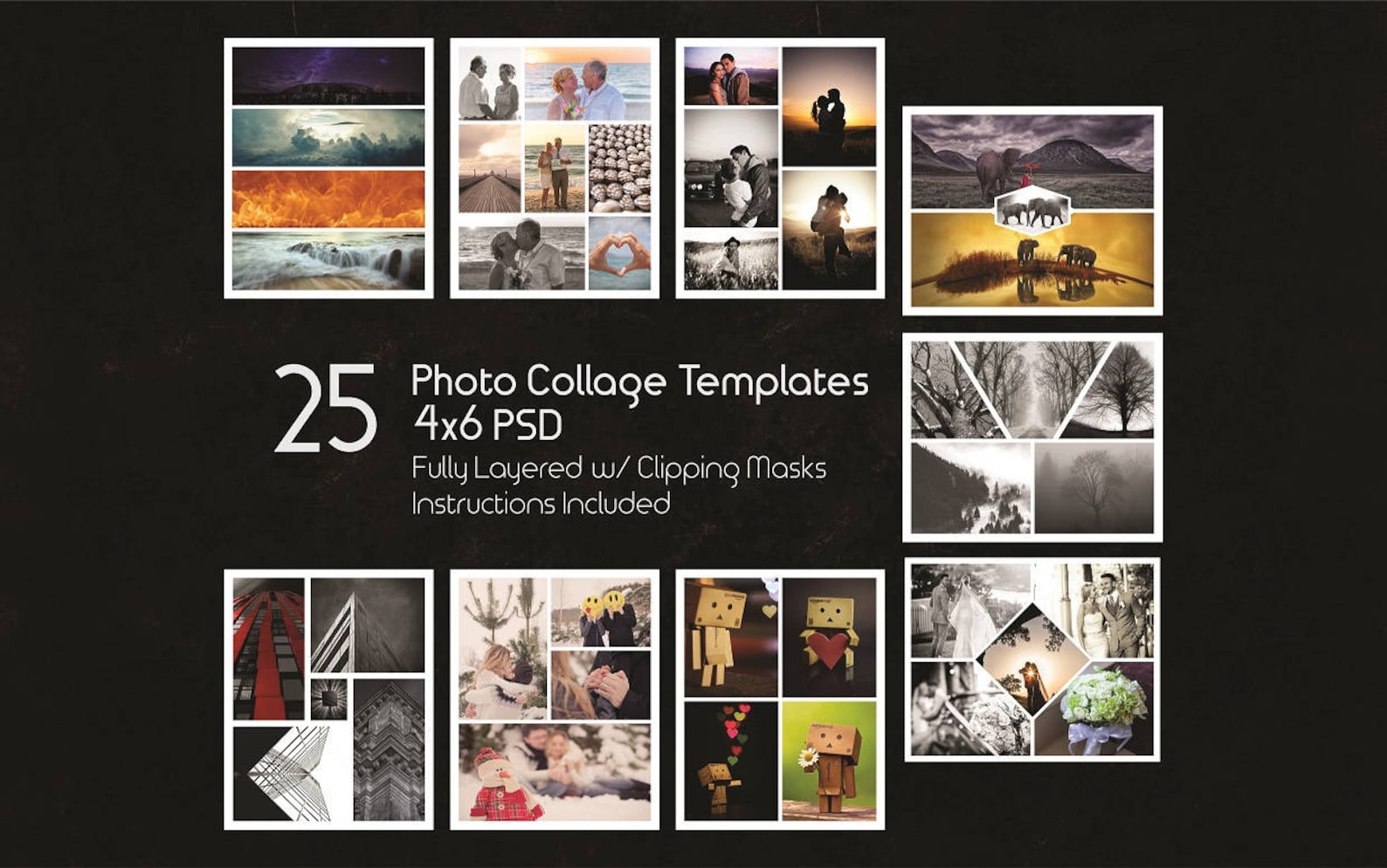 4x6 Photo Collage Templates Pack 25 PSD Templates Photoshop - Etsy