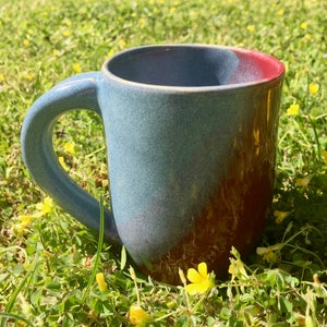 SILHOUETTE | Unique Handmade Coffee Mug | Tea Cup | Red and Blue Mug | Ceramic | Pottery