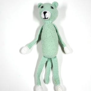 Handmade Crochet Green Bear Plush Toy: 16 Inch Knitted Teddy