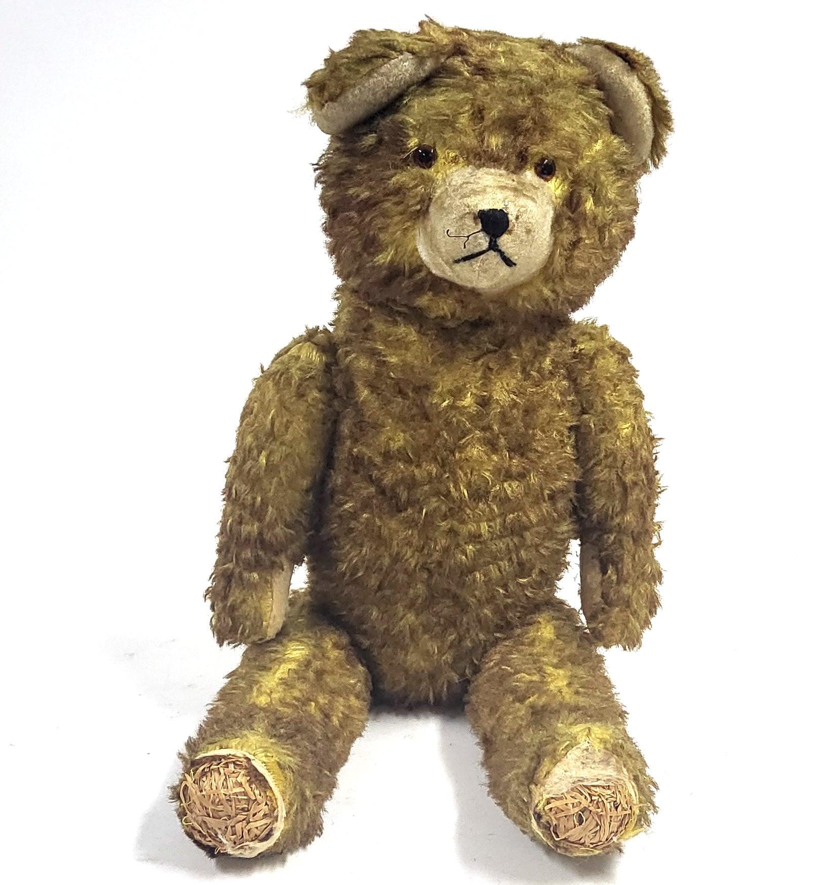 OURS ANCIEN TEDDY BEAR Mohair rembourré paille articulé bruiteur - Hauteur 56 cm EUR 250,00 - FR