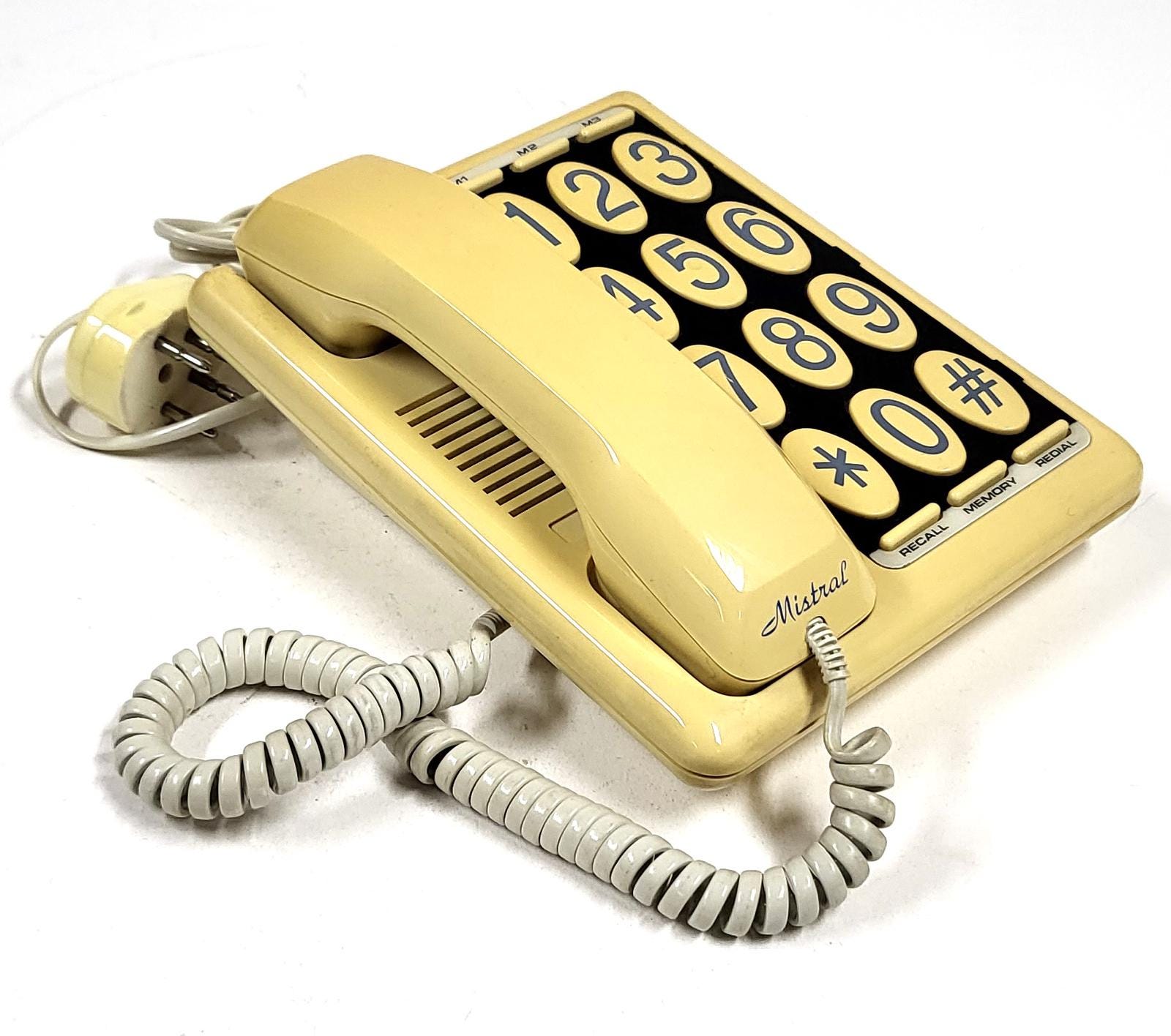 Vintage Mistral Corded Phone – Large Buttons – Recall Memory