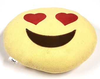 Vintage Smiley Face Pillow: Heart Eyes Emoji Plush Toy