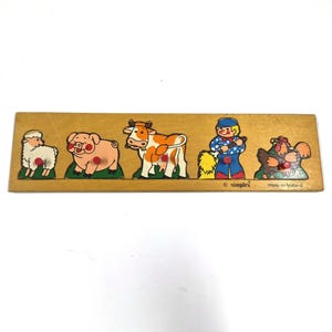 Rompecabezas de madera Vintage Simplex con animales de granja, fabricado en Holanda, 11,8 pulgadas.