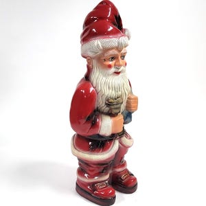 Vintage 24&quot; Santa Claus Figure – Hollow Molded Resin Christmas Decoration – Red White Blue