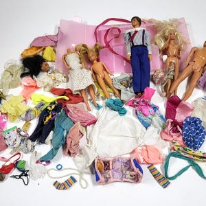 Vintage Barbie & Ken Doll Clothes Accessories Lot – 1980s – Mixed Outfits – Used