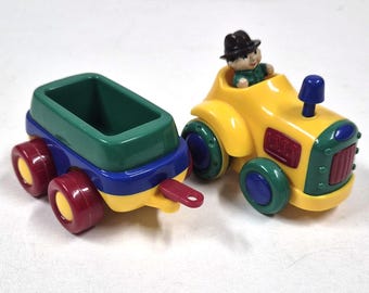 Vintage Jackpot Tractor with Trailer Toy Made in China 3.5"