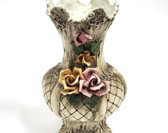 CAPODIMONTEカポディモンテ　イタリア陶器　ヴィンテージ　花瓶 ヴィンテージ カポディモンテ 12インチ 花瓶 - Etsy 日本