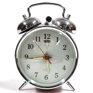 Vintage China Double Alarm Bell Clock Retro Red Not Working