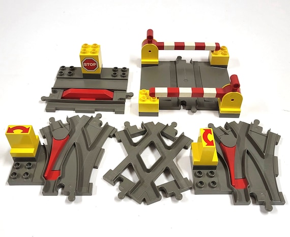 Vintage Lego Duplo Railway Train Track Switch Crossing Lot Dark Gray