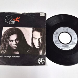 Milli Vanilli – Baby Don’t Forget My Number / Too Much Monkey Business 7" Vinyl