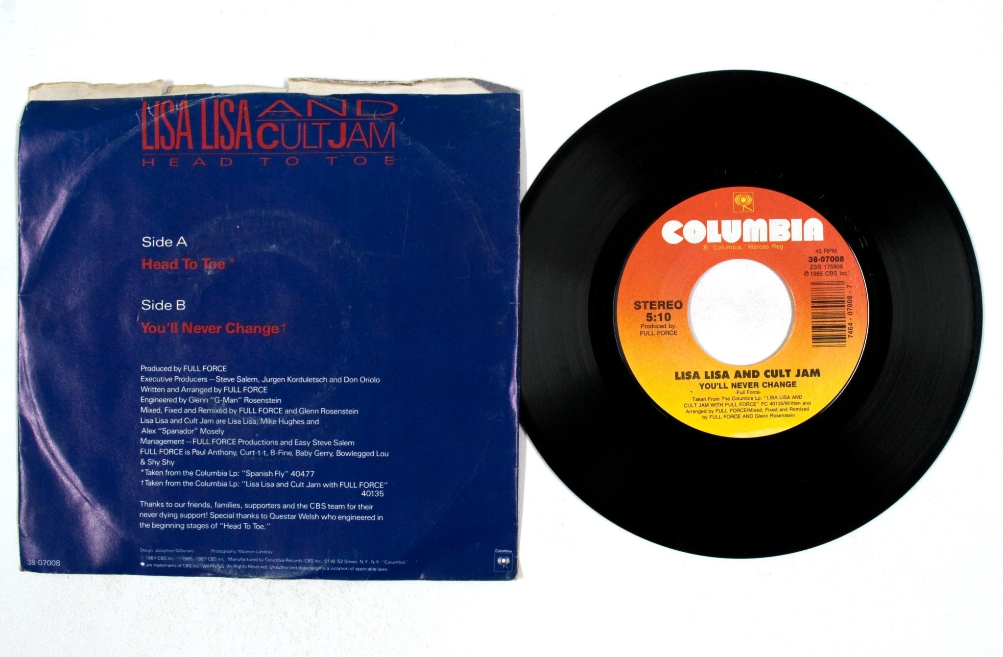 Lisa Lisa and Cult Jam – Head to Toe / You'll Never Change 7