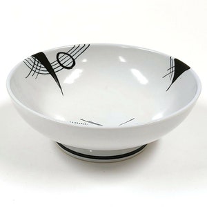 Cuenco vintage Flori Capri 660 de porcelana, 16,5 cm, Gouda, Holanda, negro y blanco