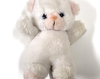 Vintage Louly Family White Kitten Plush – 7 Inch Pussycat Soft Toy – Stuffed Animal – Smoke-Free