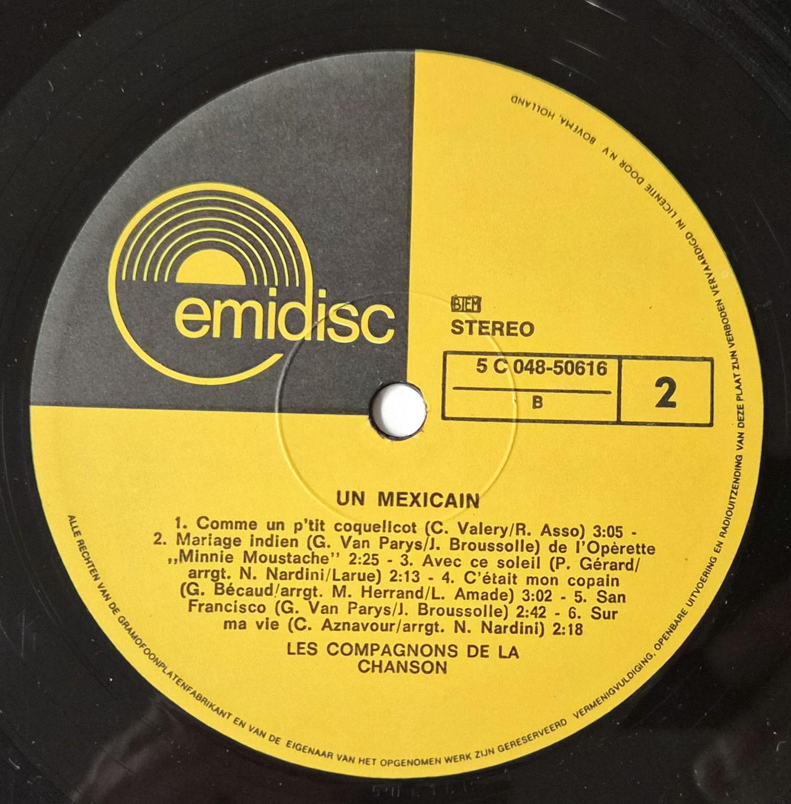 Les Compagnons De La Chanson Un Mexicain LP in Vinile 12