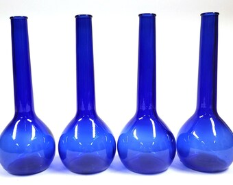 ヴィンテージ コバルトブルー ボトル 4個セット – 花瓶 デキャンタ