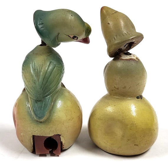 Vintage Lark Chalkware Bird Pencil Sharpeners Bobble-head