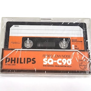 Vintage Philips SQ-C90 Ferro Low Noise Audio Cassette Tape – NOS Sealed – 1980s Blank