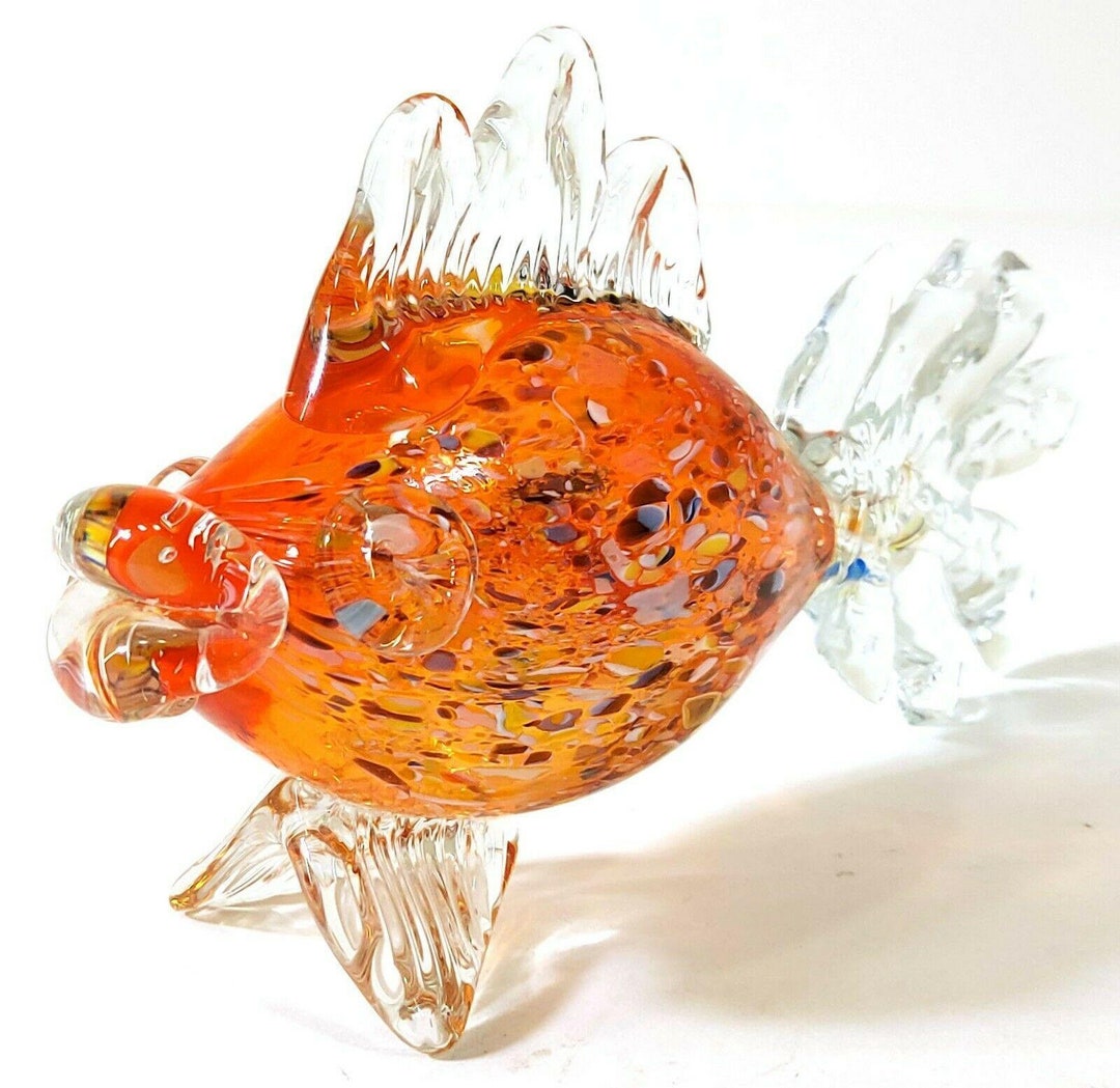 Vintage Murano Glass Fish Hand Blown Orange 19cm Italy Etsy