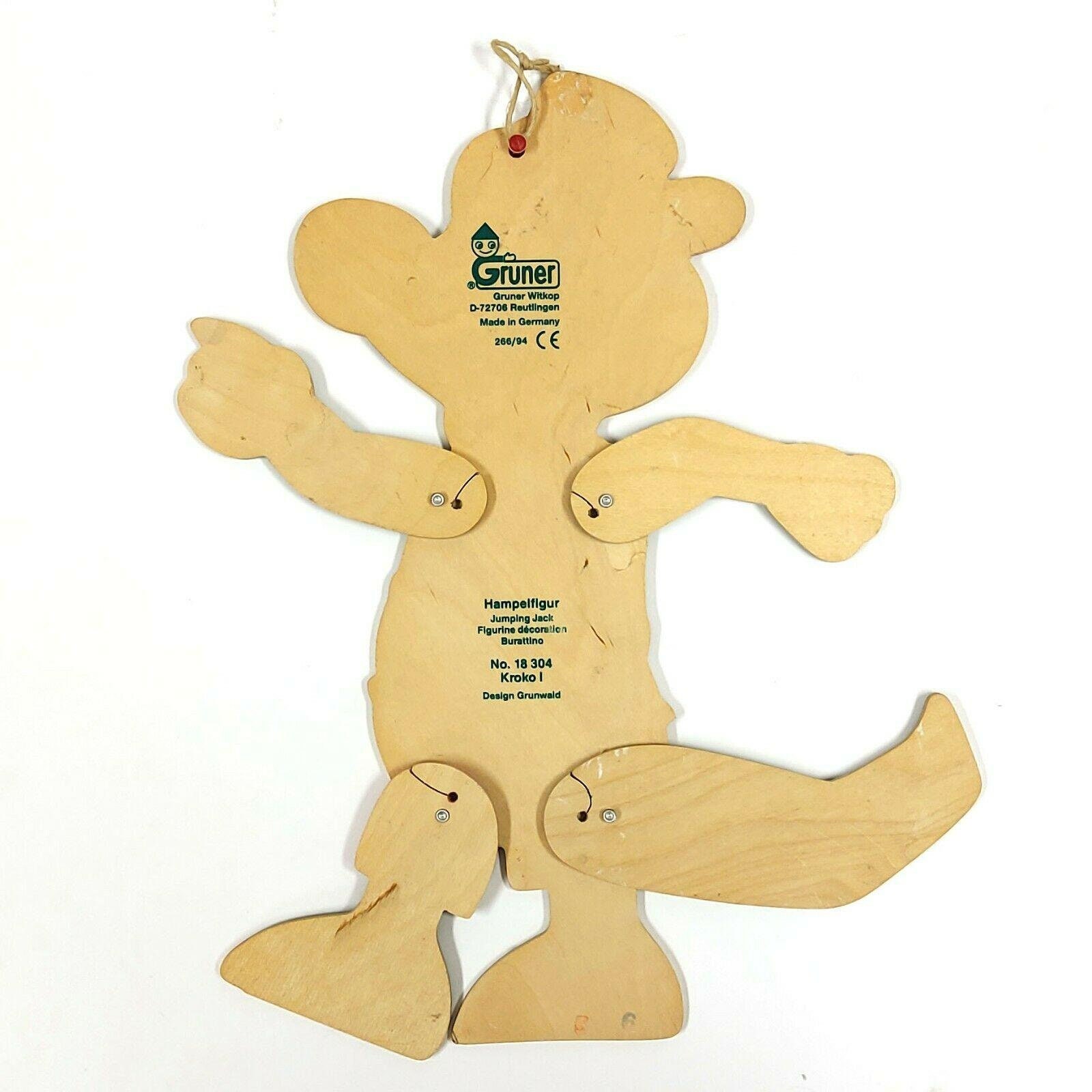 Vintage Jumping Jack Pull String Puppet Grunner Crocodile Aligator 32cm ...