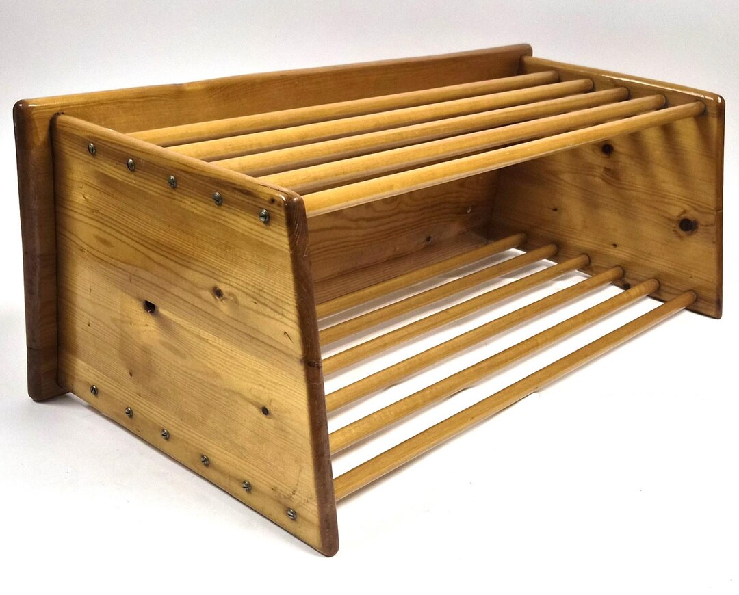 K*♡様 Pottery Barn vintage wood rack Vintage Dutch Beech Pine Kitchen Wall Rack – 31 in – Piet Zwart