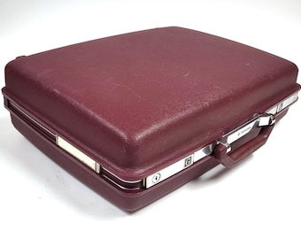 Valise Samsonite vintage à coque dure bordeaux 21,3 x 17,3 x 6,3 pouces - valise de voyage rétro, bagages des années 1970