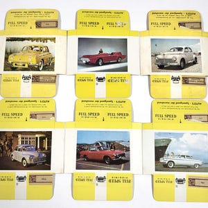 Vintage Car Cigarette Cards – Full Speed Virginia – Lot of 6 – 1950s Dutch Series