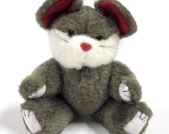 Peluche de ratón de 28 cm – Peluche vintage de Keamingk Holland – Ratón gris suave coleccionable