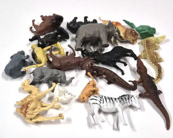 Lote de miniaturas de animais de zoológico de Hong Kong vintage - Animais de plástico - 5 cm