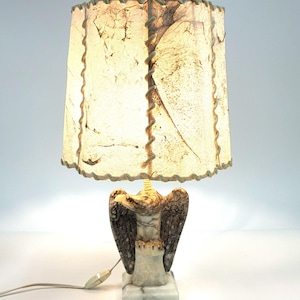 Vintage Alabaster Eagle Table Lamp Marble Stone