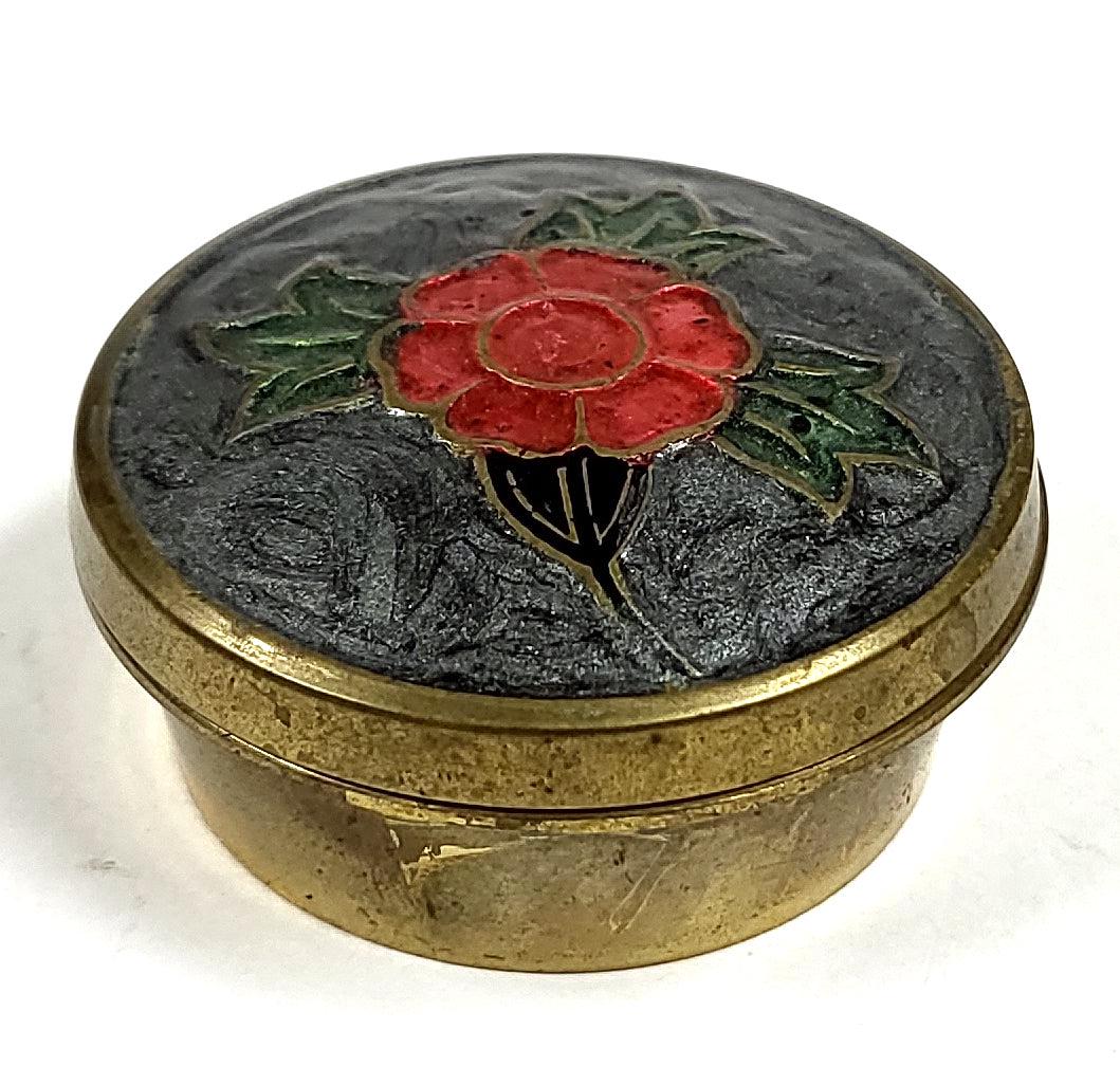 Vintage Brass Jewelry Trinket Box Floral Flower - Etsy