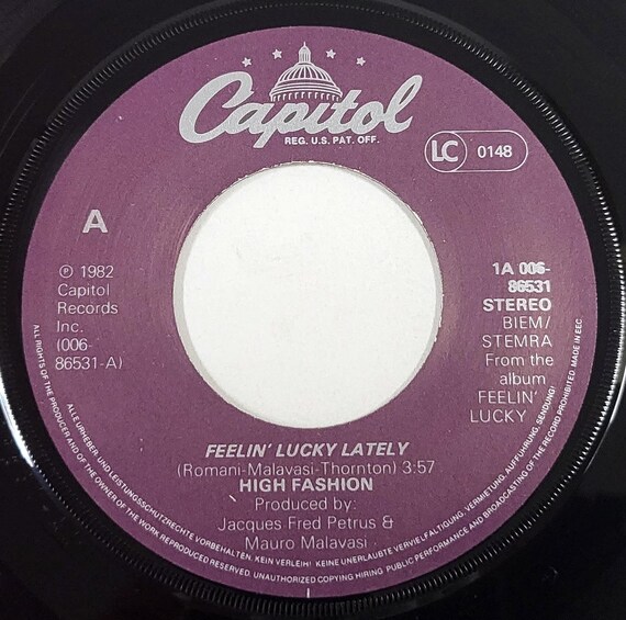 High Fasion 『Feelin' Lucky』 High Fashion – Feelin' Lucky – Vinyl (LP, Album), 1982