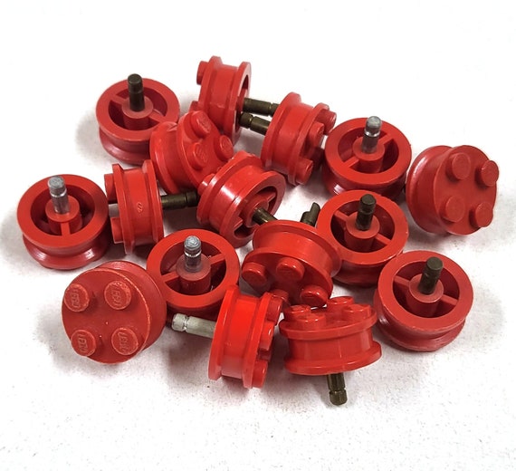 Vintage Lego 7039 Classic Train Car Wheel Red Stud Axle Spare Parts Bundle