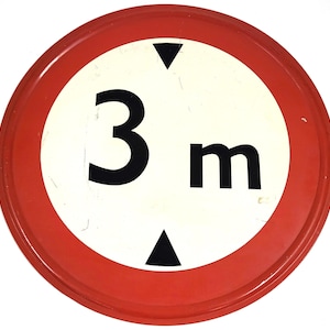 Panneau de signalisation en métal vintage - Limitation de hauteur de 3 m - Panneau de signalisation rouge blanc de 24 po.