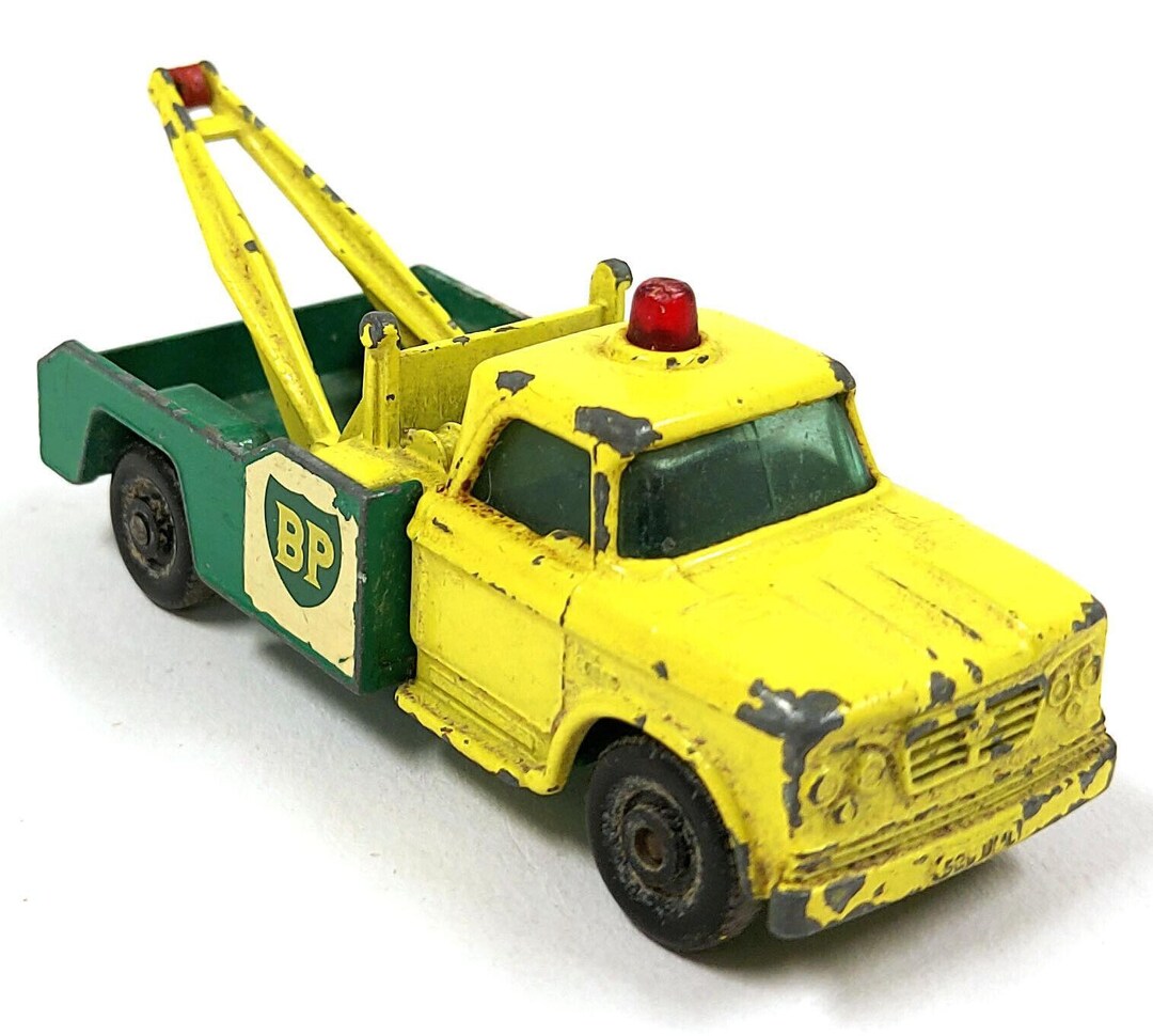 Matchbox - ❗️Auctioned for £10,000 - Matchbox Regular Wheels 13d Dodge Wreck Truck - Stannard Code 1 - dark green cab with silver trim and dark green type A narrow crane jibs