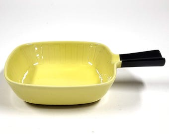 Plato de cerámica vintage JK Sweden, cuadrado amarillo y negro