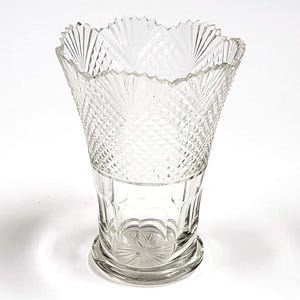 Vintage Cut Crystal Glass 4.5&quot; Spoon Flower Vase