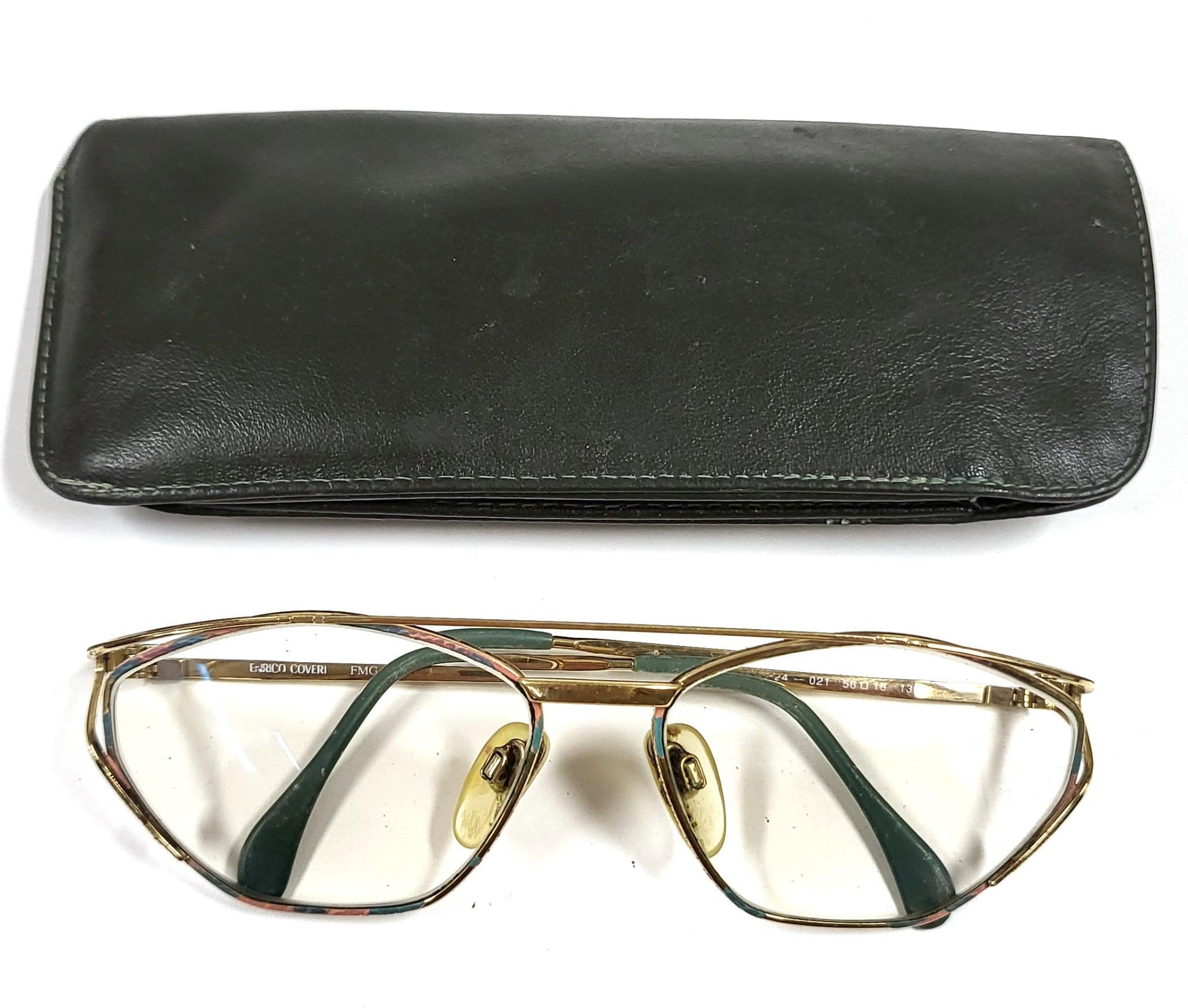Vintage Enrico Coveri Eyeglasses Full Rim Metal Frame Gold 56-16-130