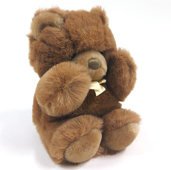 1989 Vintage Aurora Golden Bow Teddy Bear – 8