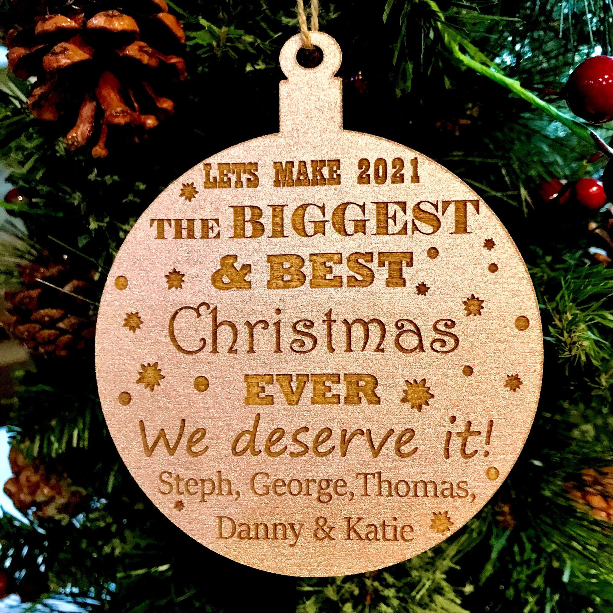 Personalised Christmas Tree Decoration Lockdown Ended 2021 Family Bauble Xmas
