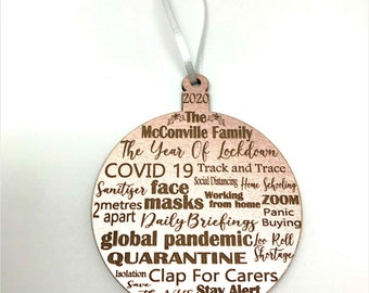 The Year Of Lockdown 2020-2021 Personalised Bauble Tree Decoration Quarantine