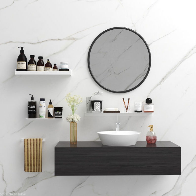 Wall Mount Floating Shelves Without Drilling Bathroom Kitchen Etsy