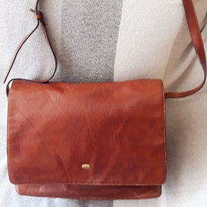 Vintage Leder Umhängetasche,CognacFarbene Umhängetasche,Crossbody Unisex Tasche,Vintage Geschenk für Sie oder Ihn