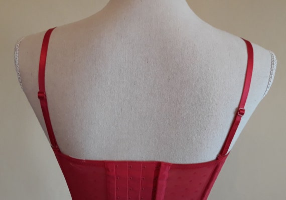 Vintage Corset with Garter Belts,Red with Silver … - image 6