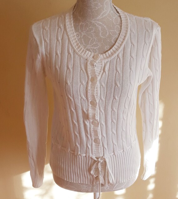 Ivory float hand knitted cardigan main image 1