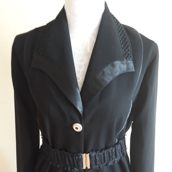 Vintage 80s Sewn Dress or Gown,Black Embroidered D