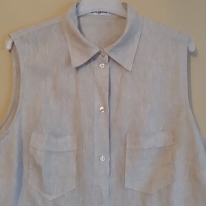 Vintage Bety Barclay Beige Top,Sleeveless Collar Oval Cut Top,Summer Linen Size US M Top