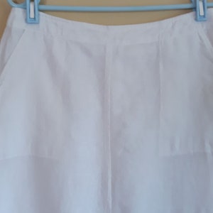 Vintage White Linen Long Skirt,Pockets Front Side,Slits Down from Each Side Skirt,Summer Size US M Skirt