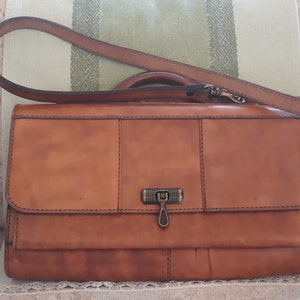 Vintage 80er Echt Leder Umhängetasche,Cognac Farbe Handgemachte Schulter,Vintage Umhängetasche,Geschenk für Sie